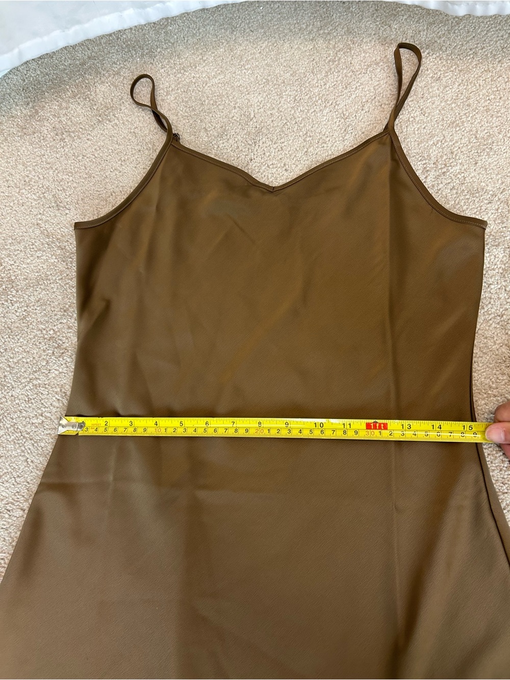 House of Harlow 1960 Khaki brown Satin Slip Dress maxi V-neck classy Sz M NWOT - Picture 8 of 13